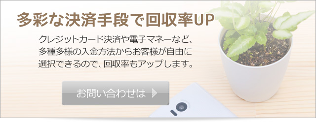 多彩な決済手段で回収率アップ
